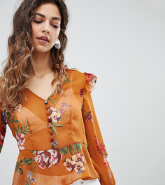 Блузка с пуговицами спереди и цветочным принтом Miss Selfridge - Мульти