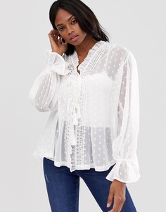 Полупрозрачная блузка с длинными рукавами ASOS DESIGN - Белый