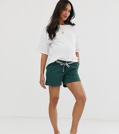 Хлопковые шорты для беременных с лентой Mamalicious - Зеленый Mama.Licious
