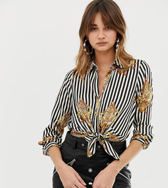 Рубашка в полоску с завязкой River Island - Мульти