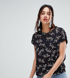 Черная футболка с принтом леопардов Stradivarius - Мульти