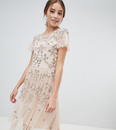 Платье миди со сплошной отделкой Miss Selfridge - Розовый