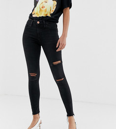 Черные джинсы скинни с рваной отделкой River Island - Черный