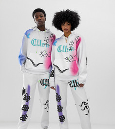 Джоггеры с принтом граффити COLLUSION x Everyone Together Unisex - Белый