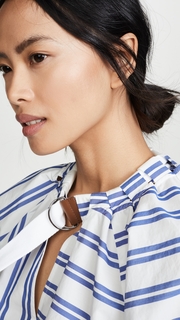 Tibi Tie Neck 3/4 Sleeve Top