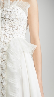 Giambattista Valli Button Down Tulle Trim Dress
