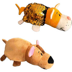 Мягкая игрушка-вывернушка 1Toy "Блеск с пайетками", Бульдог-Кот
