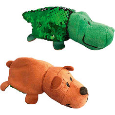Мягкая игрушка-вывернушка 1Toy "Блеск с пайетками", Крокодил-Медведь