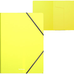 Папка на резинках пластиковая ErichKrause Neon, A4, желтый