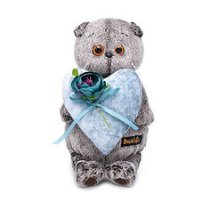 Мягкая игрушка Budi Basa Кот Басик с сердцем из бархата, 25 см