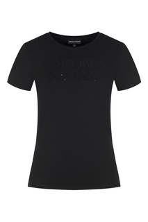 Черная футболка с пайетками Emporio Armani