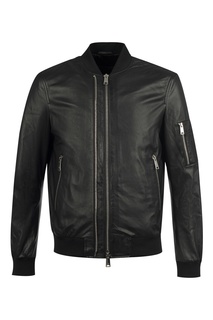 Кожаная куртка с вышивкой Emporio Armani
