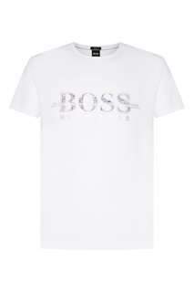 Белая футболка с логотипом бренда Boss Green