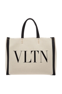 Черно-белая сумка-тоут Valentino Garavani VLTN