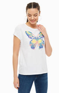 Хлопковая футболка белого цвета с принтом Mavi