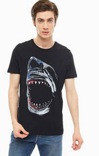 Черная хлопковая футболка с круглым вырезом Mavi