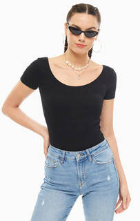 Черное трикотажное боди с короткими рукавами Mavi