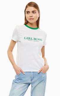 Белая хлопковая футболка с короткими рукавами Only