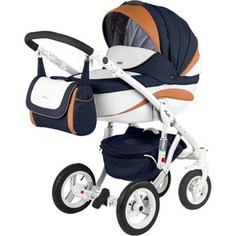 Коляска 2 в 1 Adamex Barletta New джинс/белый/оранжевый B-7 GL000502481