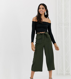 Укороченные брюки цвета хаки в стиле милитари New Look - Зеленый