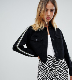 Черная укороченная куртка с полосками на рукавах Boohoo - Черный