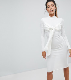 Платье миди в рубчик с завязкой Missguided Londunn - Белый