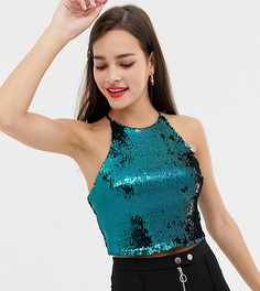 Кроп-топ на бретельках с пайетками Bershka - Синий