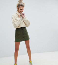 Юбка цвета хаки на пуговицах Bershka - Зеленый