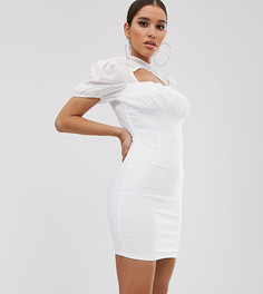 Белое платье мини с прозрачной отделкой и сборками NaaNaa - Белый