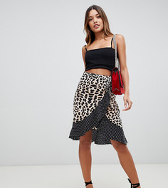Юбка с оборкой и леопардовым принтом PrettyLittleThing - Мульти