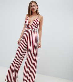 Комбинезон на бретельках в полоску с поясом Missguided - Белый