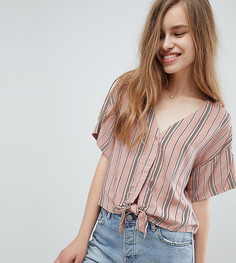 Розовая рубашка в полоску с завязкой Pull&Bear - Розовый