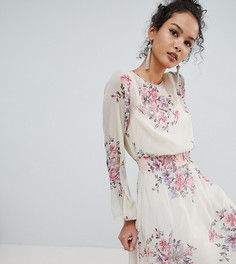 Платье мини с высоким воротником и цветочным принтом Miss Selfridge - Черный