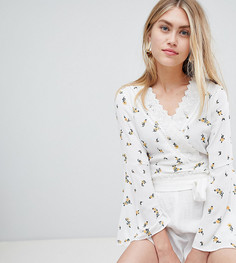 Белая блузка с запахом и цветочным принтом Miss Selfridge - Мульти