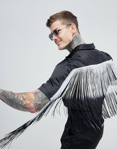 Черный фестивальный комбинезон узкого кроя с бахромой ASOS DESIGN - Черный