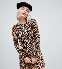Свободное платье с леопардовым принтом New Look - Коричневый