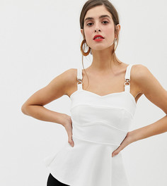 Белый топ на бретелях с баской River Island - Белый