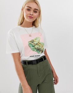 Белая футболка с хамелеоном Pull&Bear - Белый