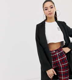 Строгое черное пальто с обращенным внутрь воротником Missguided - Черный