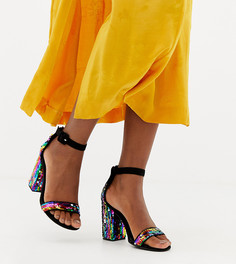 Босоножки на каблуке с разноцветными пайетками New Look - Мульти