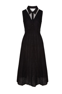 Черное платье миди с рубашечным воротником A LA Russe