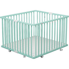 Манеж Combelle деревянный на колесах, квадрат, Gaby, 3-х уров. 98х92х67 см - Mint Green / Мятно-зеленый 454