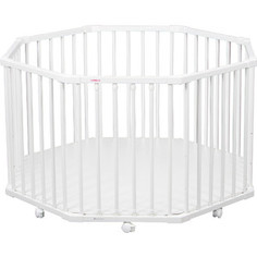 Манеж Combelle деревянный на колесах, восьмиугольник Florian 3-х уров. 108D - White / Белый 741