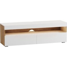 Тумба Моби Альба дуб золотой/белый премиум под ТВ