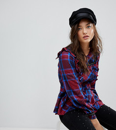 Рубашка в клетку с оборкой River Island - Красный
