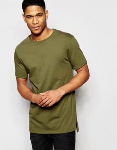 Футболка цвета хаки асимметричной длины River Island - Зеленый