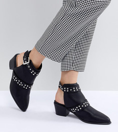 Туфли в стиле вестерн с открытой пяткой и отделкой заклепками Miss Selfridge - Черный