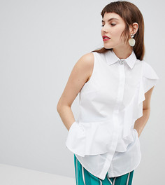 Белая рубашка без рукавов с оборкой River Island - Белый
