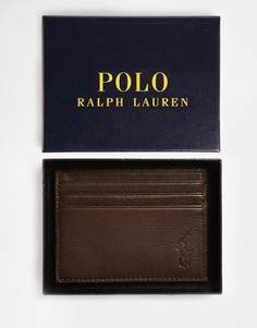 Кожаная кредитница Polo Ralph Lauren - Коричневый