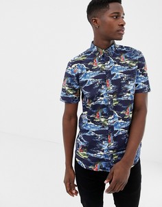 Рубашка с короткими рукавами и тропическим принтом French Connection - Темно-синий